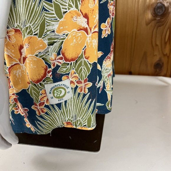 Margaritaville Hawaiian Sz XXL Floral Parrot Button Up Casual Shirt Camp beach - Picture 7 of 10